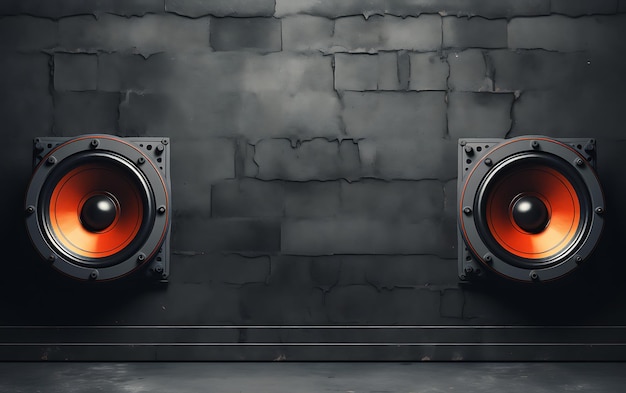 Loudspeaker on a wall plain full background with copy space for text music concept