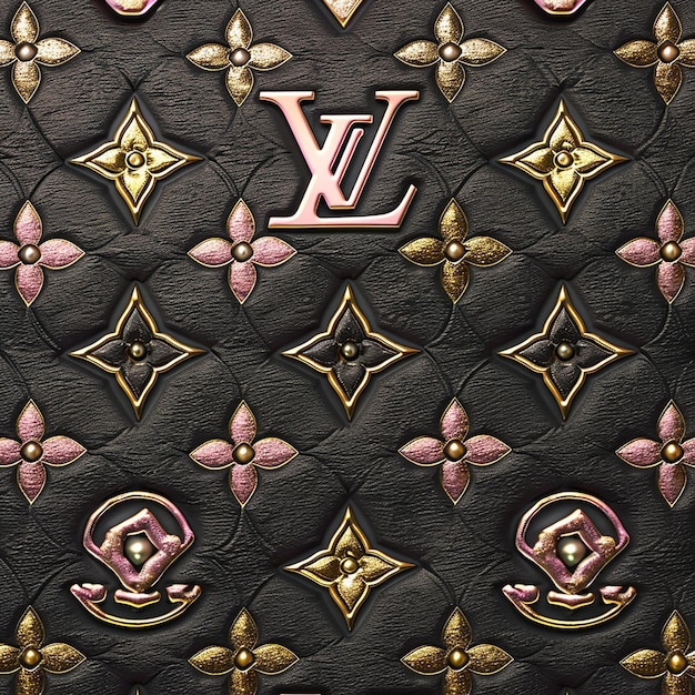 Louis vuitton logo elegant style Chanel logo wallpaper metallic pink and gold color palette Ani