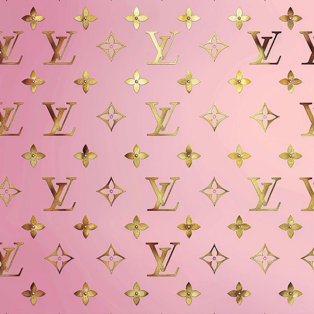 Louis vuitton logo elegant style Chanel logo wallpaper metallic pink and gold color palette A