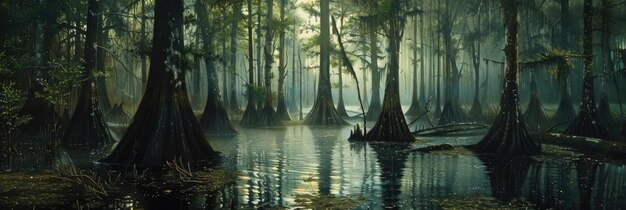 Photo louisiana swamp serene water and cypress trees in stunning landscape