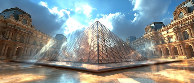 Louvre Pyramid as a Crystal Structure