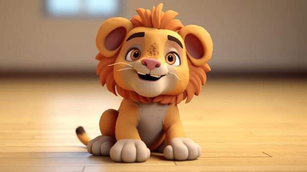 a lovable 3d animated lion cartoon generative AI