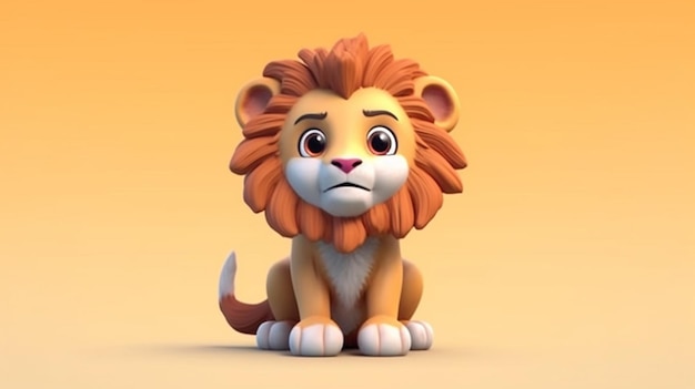 a lovable 3d animated lion cartoon generative AI