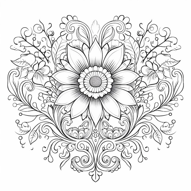 Photo lovable heart coloring page vector