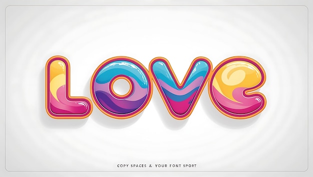 Photo love 3d text in candy style 3d typography