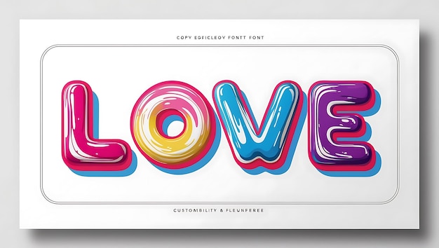 Photo love 3d text in candy style 3d typography