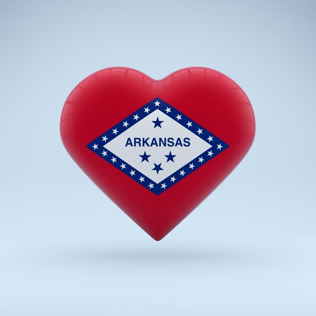 Love Arkansas state symbol Heart flag icon 3D Rendering