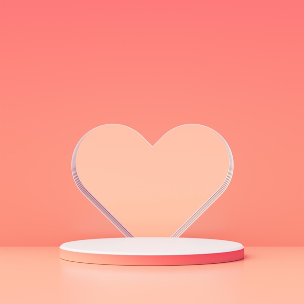 Love background concept mock up scene with podium geometry shape for Valentine's day event 3D rendering