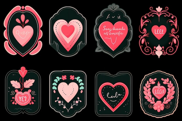 Love in Bloom Chalkboard Valentine's Labels with Folk Floral Touch