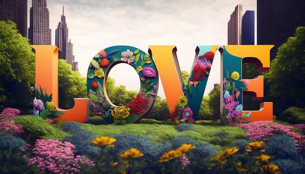 Love in Bloom Radiant Flowers Spell Out the Emotion in a Beautiful Display of Affection Ai generative