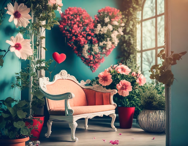 Photo love in bloom room floral patterns garden hues blooming flowers vintage furniture a romantic and nat