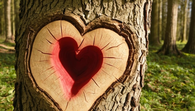 Photo love carved into the heart of nature