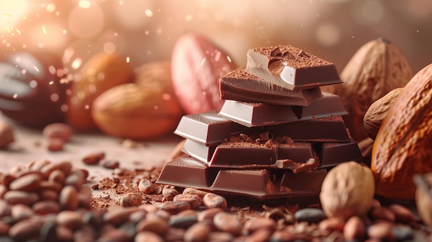 Love Chocolate Day Bliss Cocoa Beans Nuts and Chocolate Bars