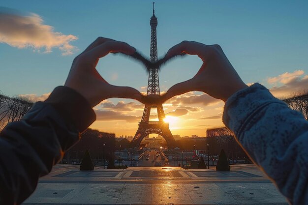 Photo love for eiffel tower