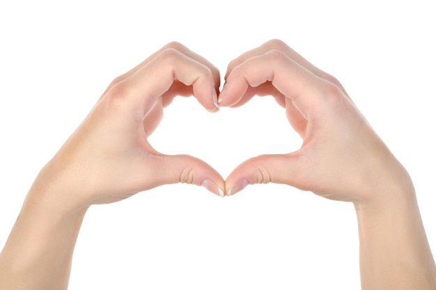 Love: Hands making a heat shape isolated on white background