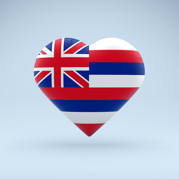 Love Hawaii state symbol Heart flag icon 3D Rendering