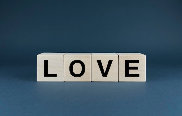 Love heart Cubes form the word Love