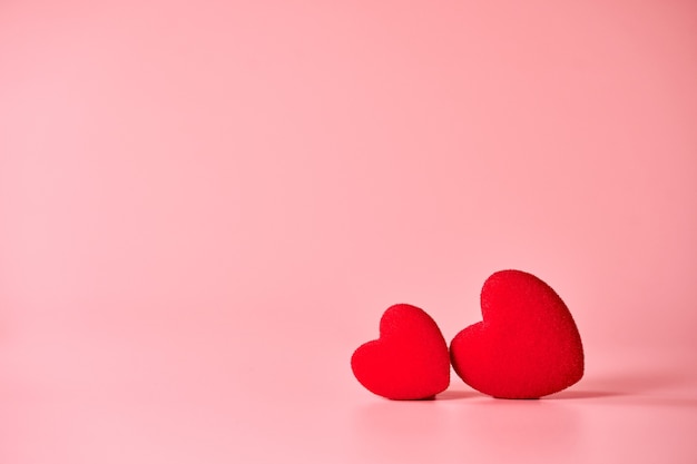 Love hearts on wooden texture background. Valentines day card concept. Heart for Valentines Day Background.