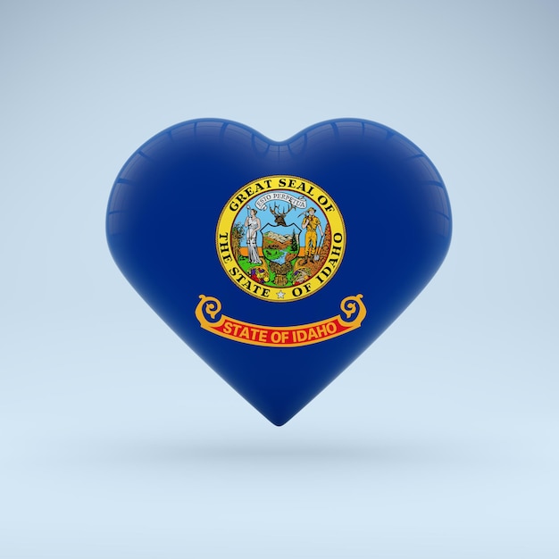 Photo love idaho state symbol heart flag icon 3d rendering