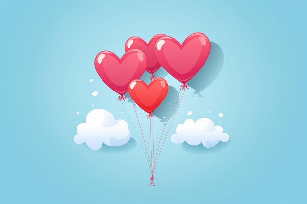 Love is in the Air HeartShaped Balloons and Clouds