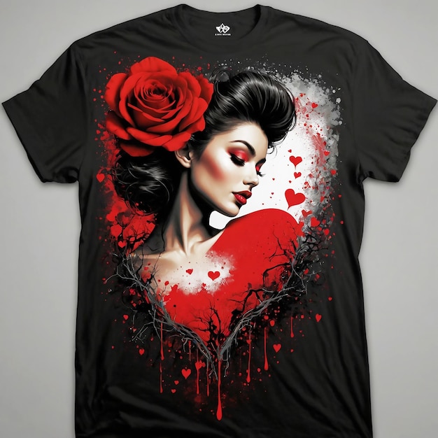 Love Kisses and Valentine Special Lettering Valentine T Shirt Designs Black White Red Man and Woman