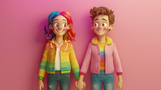 Love Knows No Bounds A HighDefinition 3D LGBTQ Cartoon Couple