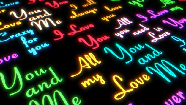 Love letteringI.Calligraphic neon background.