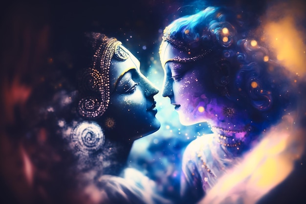 The Love of Radha and Krishna in a Magical Realm