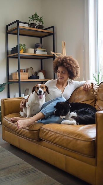 Photo the love rubs off on everybody in her house shot of a beautiful young woman relaxing on the couch w