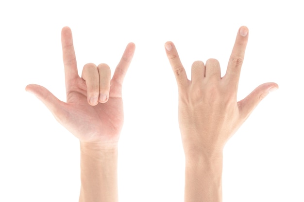 Love sign hand gesture isolated on white background, Clipping path Included.