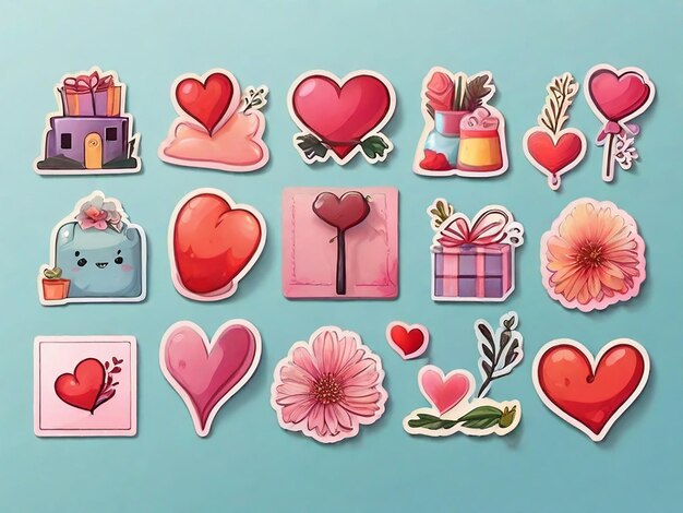 Photo a love sticker card set isolated background