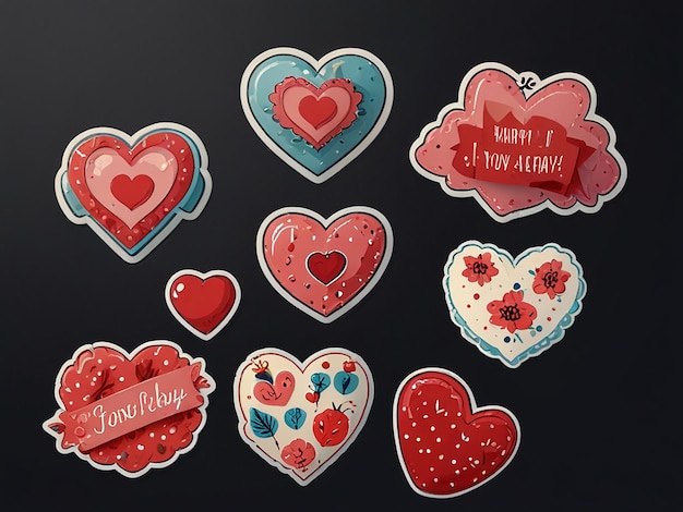 Photo a love sticker card set isolated background