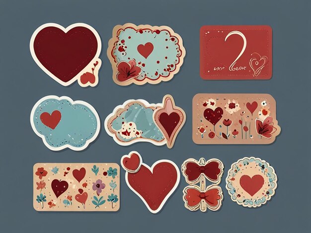 Photo a love sticker card set isolated background