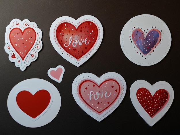 Photo a love sticker card set isolated background