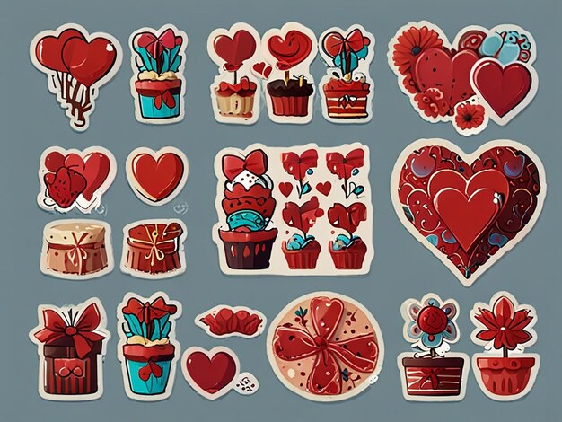 Photo a love sticker card set isolated background