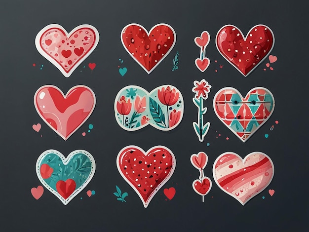 Photo a love sticker card set isolated background