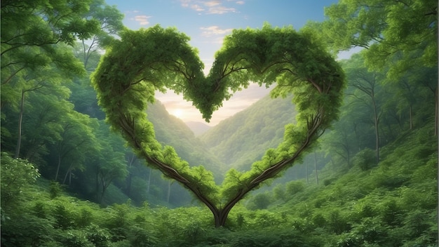 Photo love symbol in nature symbolic tree love bond