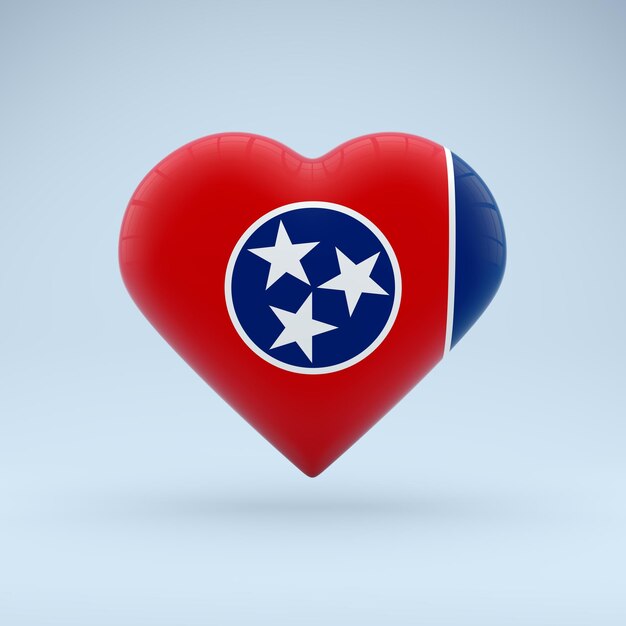 Love Tennessee state symbol Heart flag icon 3D Rendering