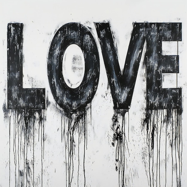 Love Text Drip Effect Bold Black Color