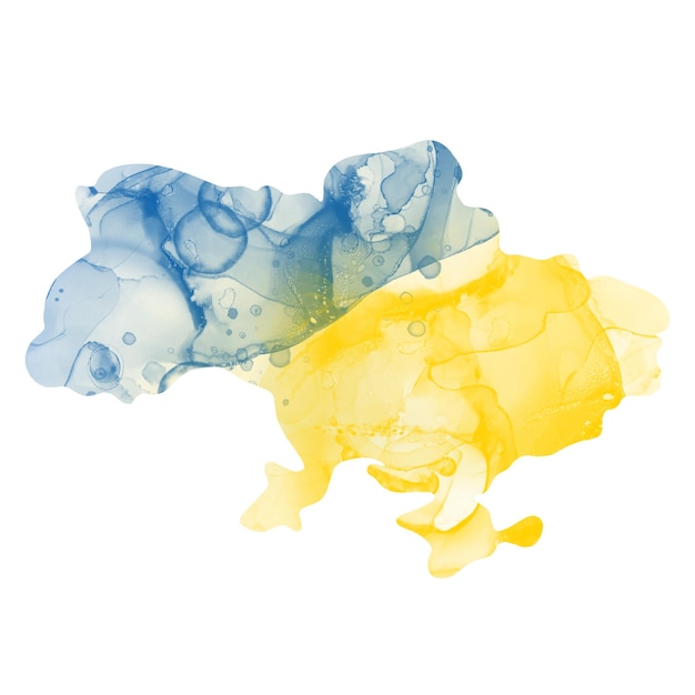 Love Ukraine Map of Ukraine in the national colors in alcohol ink technique