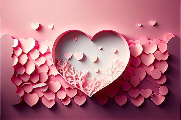 Love Valentine's day February 14th Paper cut style 3D ai generated art