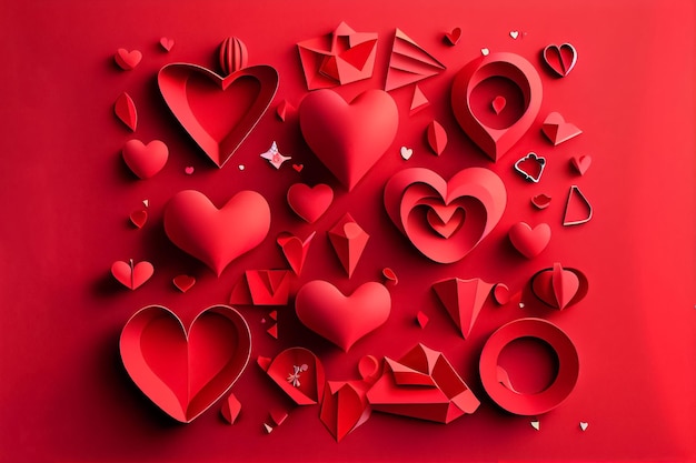 Love Valentine's day February 14th Paper cut style 3D ai generated art