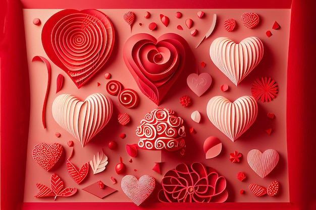 Love Valentine's day February 14th Paper cut style 3D ai generated art