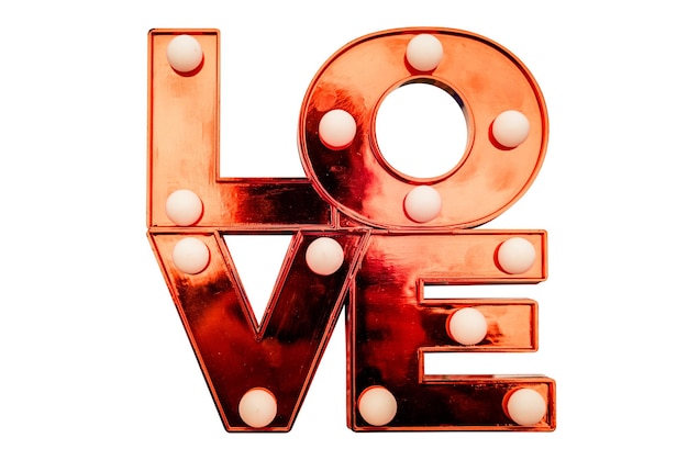 Love word in the shape of a lamp white background