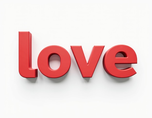 LOVE word typography 3D rendered text effect Romance emotion valentines day concept illustration