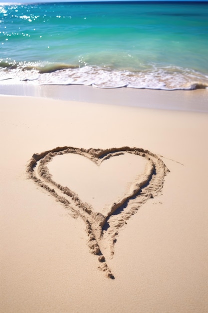 Love Written in Sand Heart on the Beach