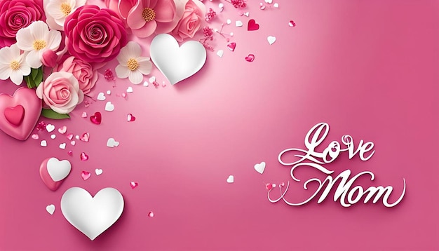 Love you mom mothers day heart background