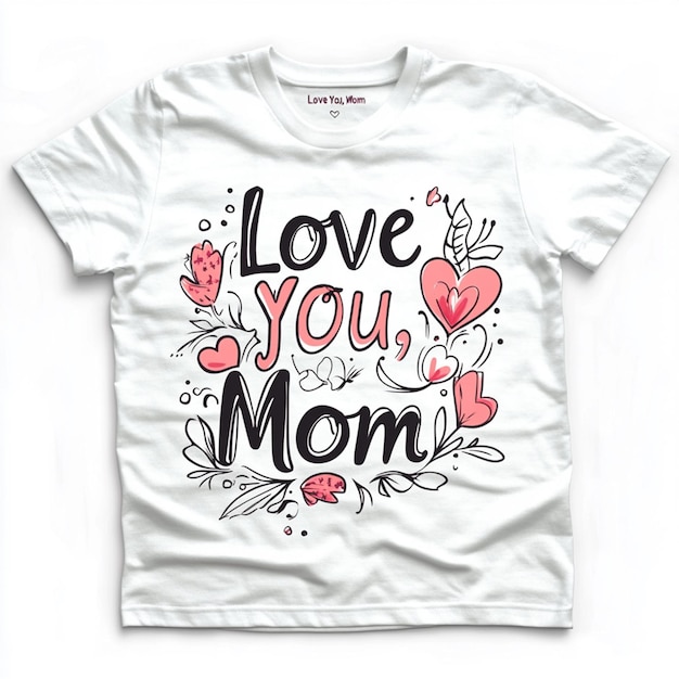 Love You Mom Typography with Flowers