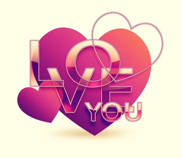 Love you  romantic retro design