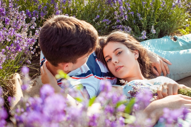 Loved people in a lavender field